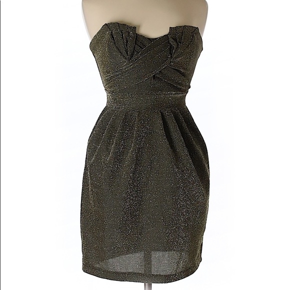 H&M Gold Glitter Strapless Party New Years Dress - Picture 2 of 5